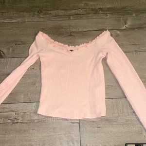 Abercrombie pink crop top w/ lettuce trim